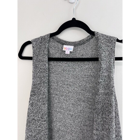 LulaRoe Women's Side Slit Marled Gray Knit Joy Long Line Duster Vest Size M - Picture 2 of 5